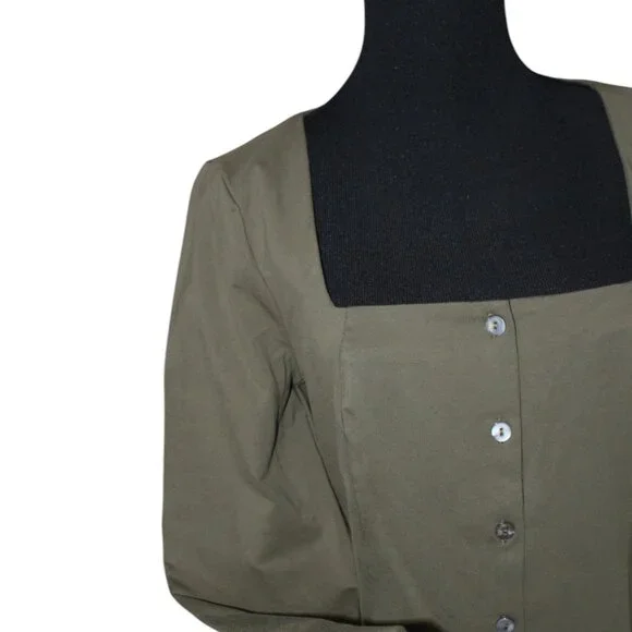 Rihoas Square Neck Mini Button Down Dress Size S Small NWT's Vintage Style - Picture 5 of 11